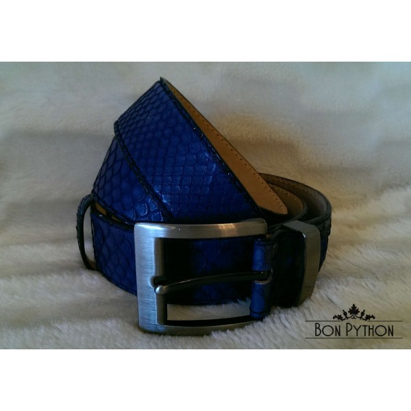 Ремень из кожи питона (синий)