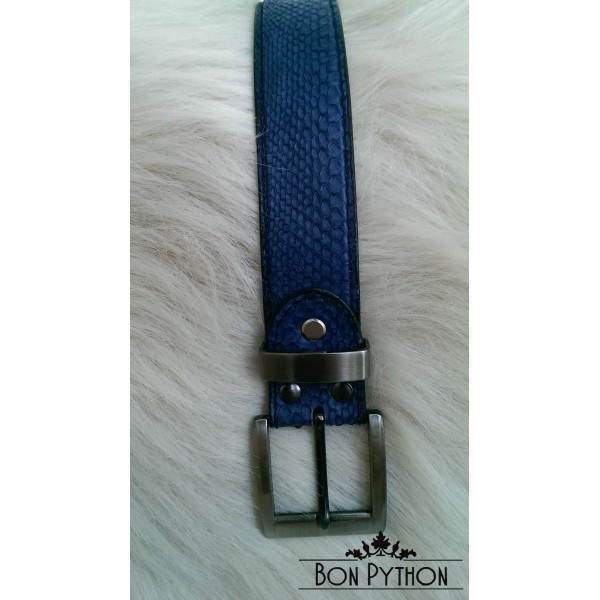 Ремень из кожи питона (голубой)