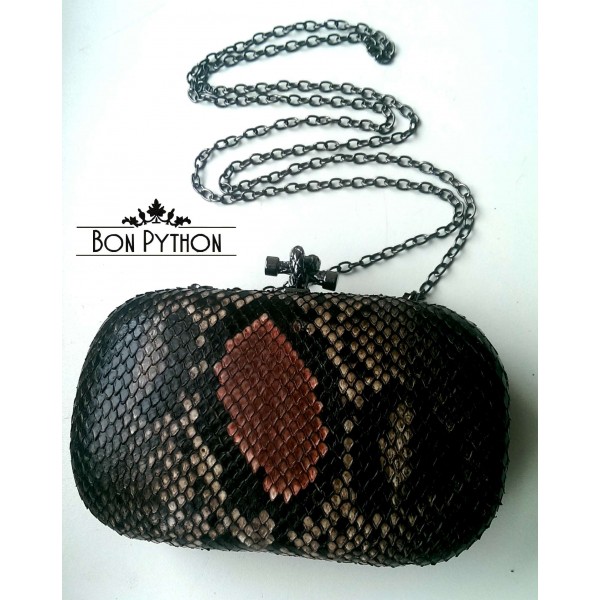 Клатч из кожи питона Bakel (black&pink)