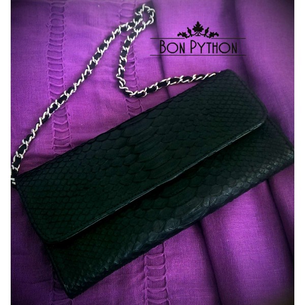 Клатч из кожи питона kempit (black)