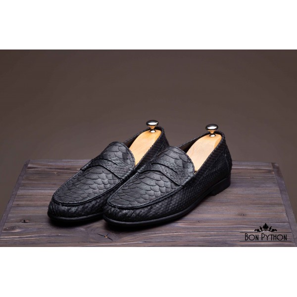 Мужские мокасины из кожи питона Quebec (black)
