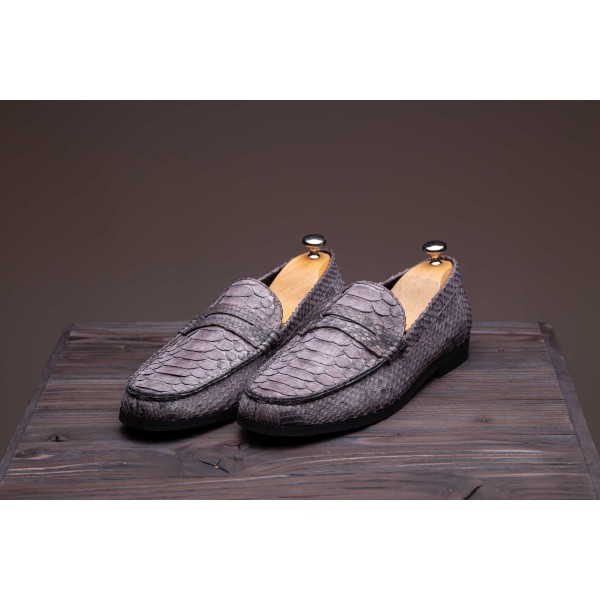 Мужские мокасины из кожи питона Quebec (grey)