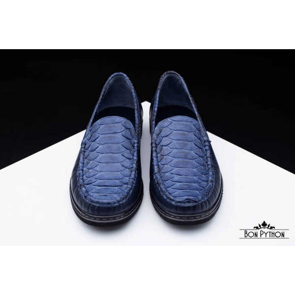 Мужские мокасины со вставками из кожи питона Logan (blue)