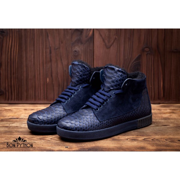 Ботинки из кожи питона Juno (blue)