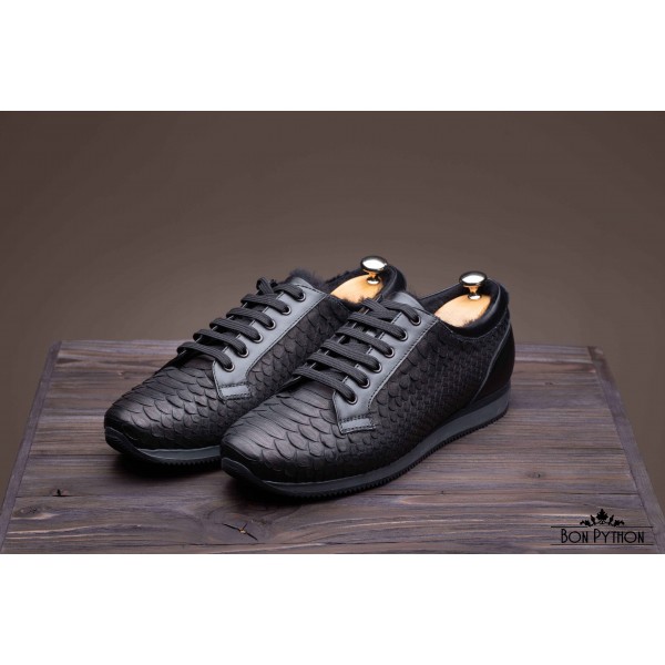 Кеды мужские из кожи питона Essex (black)