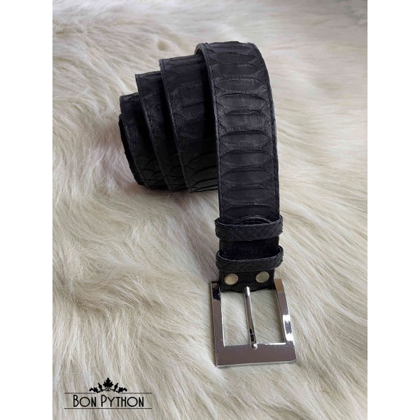 Ремень из кожи питона (черный матовый) брюшная часть