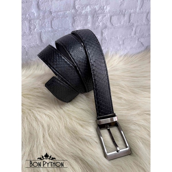 Ремень из кожи питона (черный матовый)