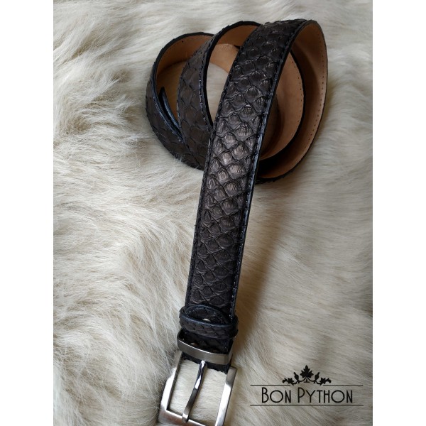 Ремень из кожи питона (черный матовый)