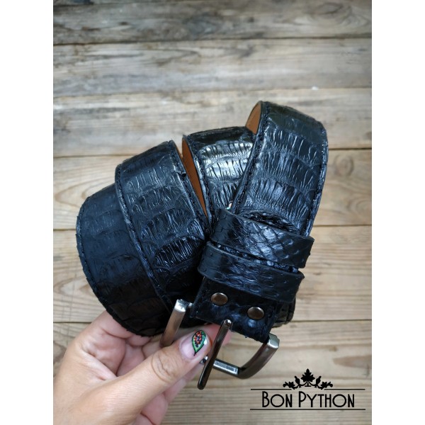 Ремень из кожи питона (черный глянцевый)