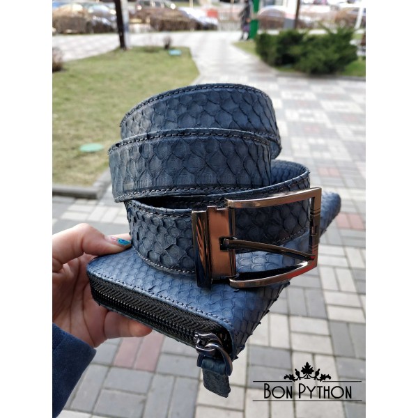 Ремень из кожи питона (blue) unisex