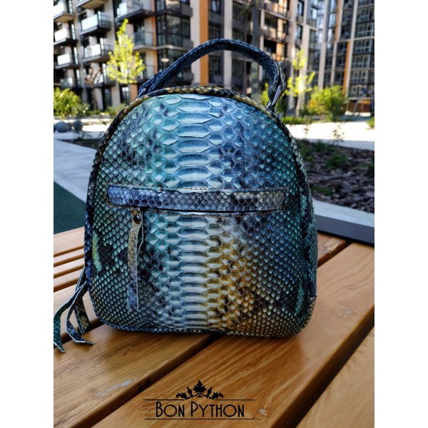 Рюкзак из кожи питона Aiden (green 3D)