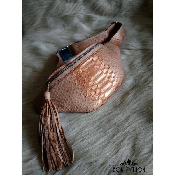 Сумка бананка из кожи питона (gold)