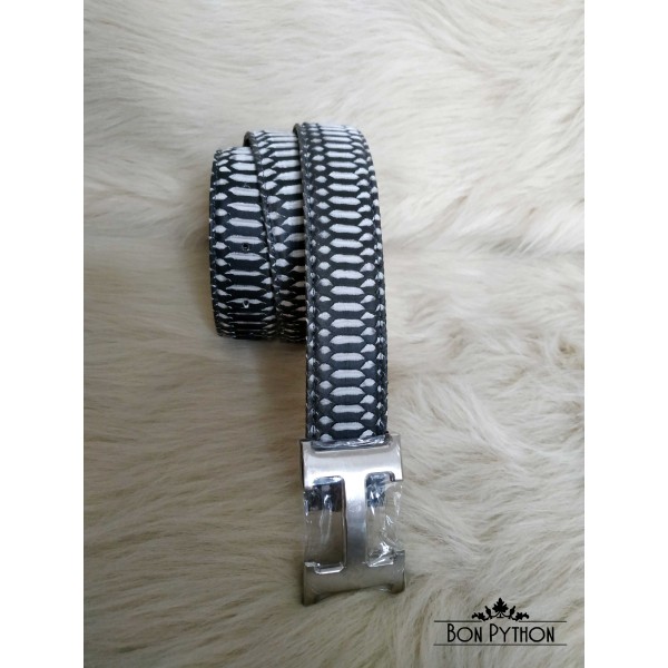 Ремень из кожи питона серый 3D (фурнитура золото, серебро)