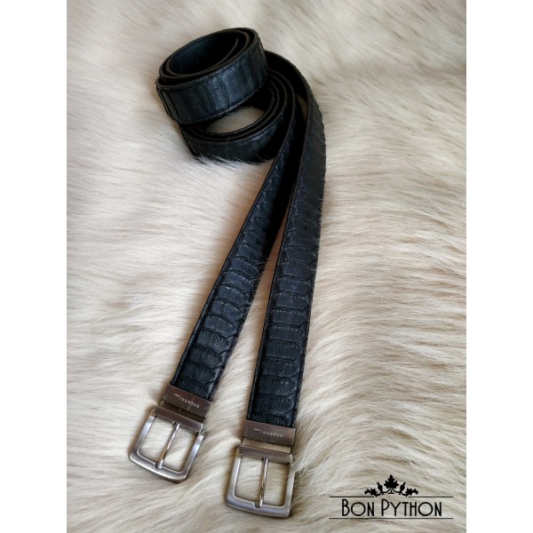 Ремень из кожи питона (черный матовый)