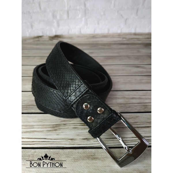 Ремень из кожи питона (черный матовый)