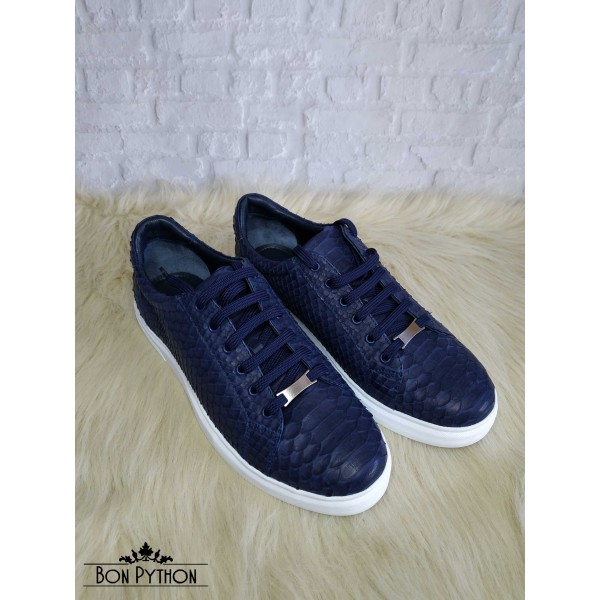 Мужские кеды из кожи питона Kyoto (blue) 