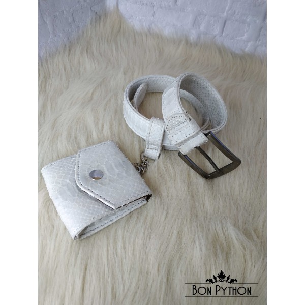 Ремень из кожи питона с мини кошельком