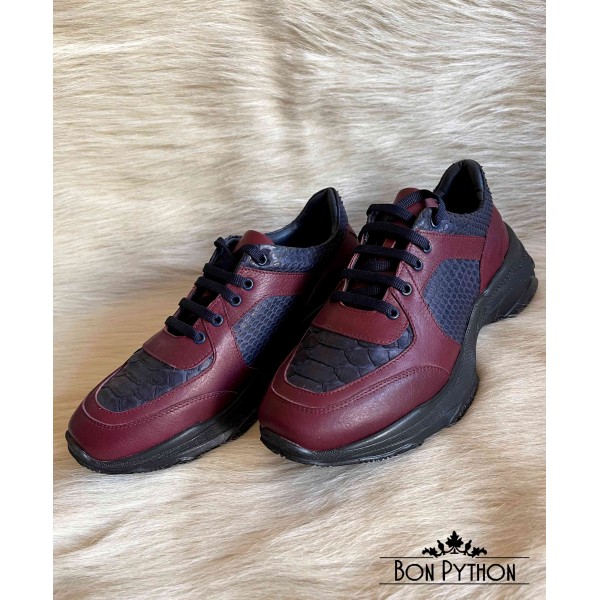 Кроссовки женские со вставками из кожи питона