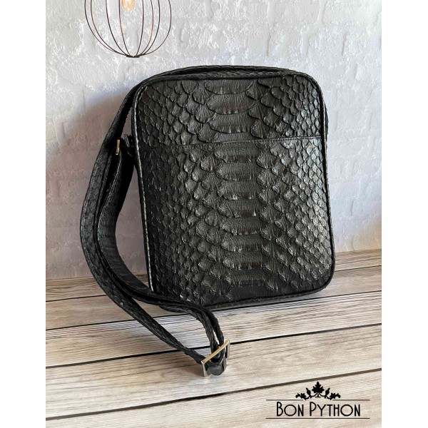 Мужская сумка из кожи питона Sanford (черная Dragon)