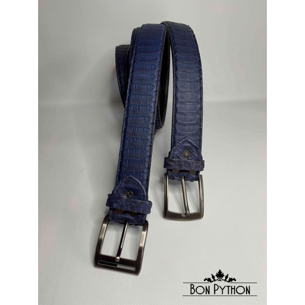 Ремень из кожи питона (синий матовый) брюшная часть