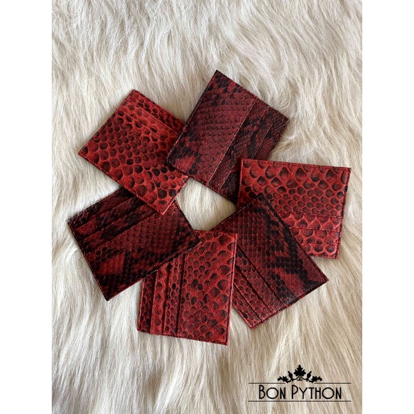 Картхолдер из кожи питона (красный)