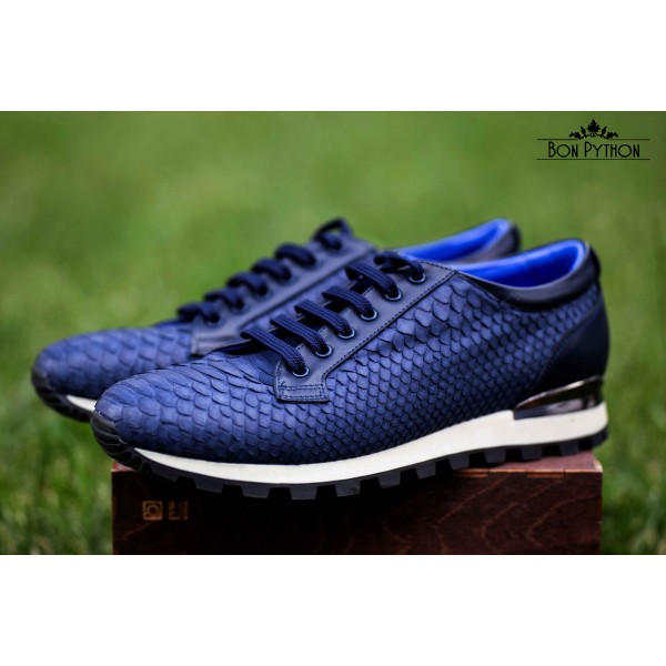 Мужские кеды из кожи питона Columbus (blue) 