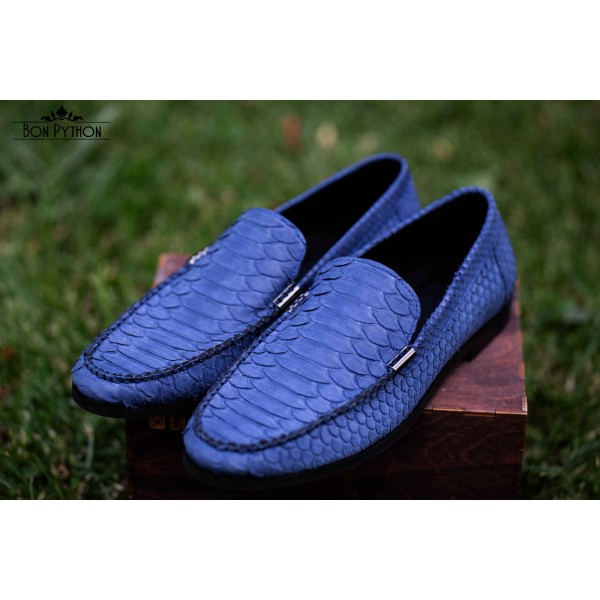 Мужские мокасины из кожи питона Marrakesh (blue)