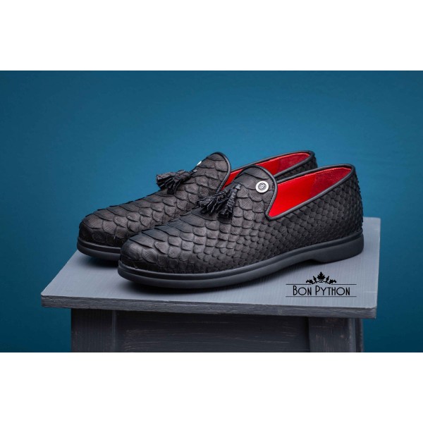 Лоферы мужские из кожи питона Carmel (black)