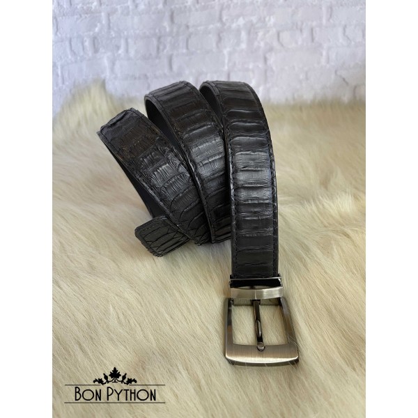 Ремень из кожи питона (черный матовый)