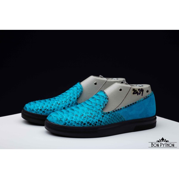 Слипоны из кожи питона Madison (turquoise) 