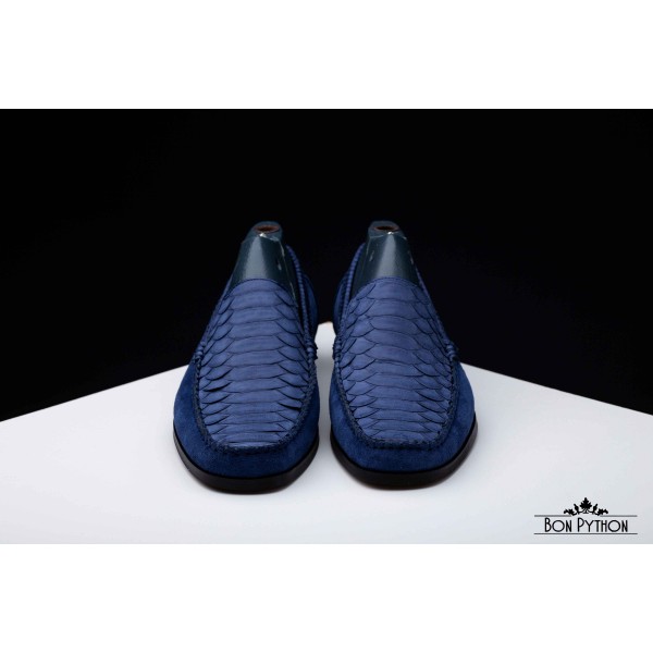 Мужские мокасины из кожи питона Milan (blue)