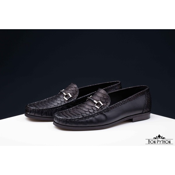 Мокасины мужские со вставками из кожи питона Zaire (black)