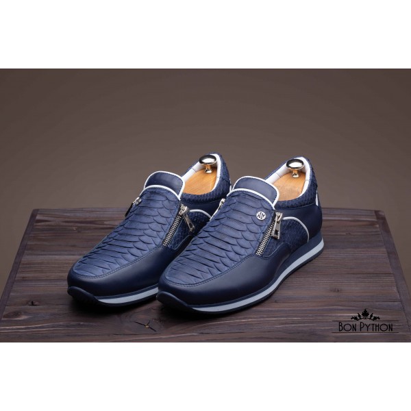 Мужские кеды из кожи питона Lincoln (blue) 