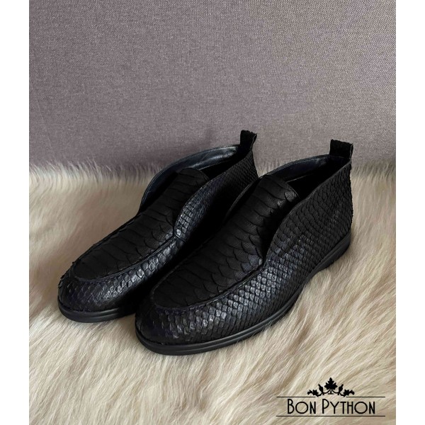 Ботинки из кожи питона Dayton (black) на меху
