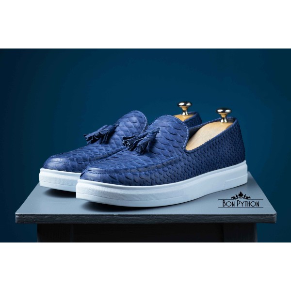 Мужские лоферы из кожи питона Cairo (blue) 