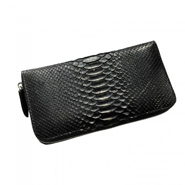 Гаманець зі шкіри пітона Lori (black with gold)