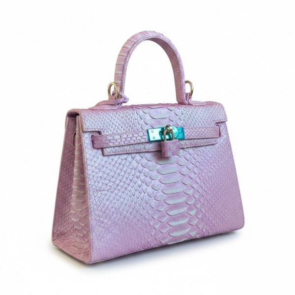 ​Сумка зі шкіри пітона 25 см (pink with mother-of-pearl)