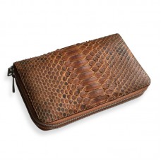 Клатч зі шкіри пітона на два відділення Clint (brown)