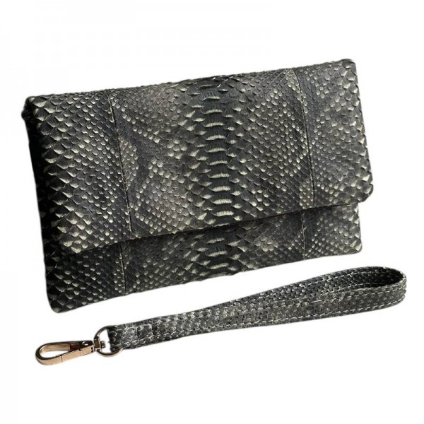 Клатч зі шкіри пітона Celeste (grey 3D)