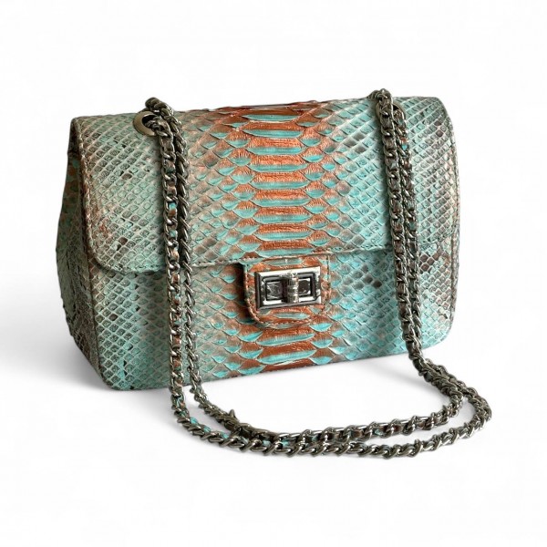 Сумка из кожи питона Martina (turquoise-bronze 3D)