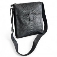 Чоловіча сумка зі шкіри пітона Rolph (чорна матова)