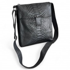 Чоловіча сумка зі шкіри пітона Rolph (чорна матова)