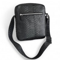 Мужская сумка из кожи питона Rolph (черная матовая)