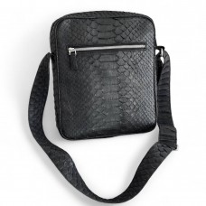 Мужская сумка из кожи питона Rolph (черная матовая)