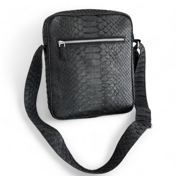Мужская сумка из кожи питона Rolph (черная матовая)
