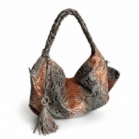 Сумка-баул из кожи питона (natural and bronze)