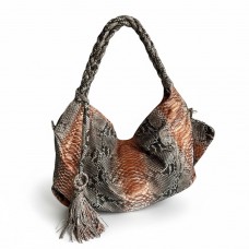 Сумка-баул из кожи питона (natural and bronze)