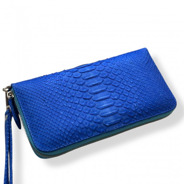 Гаманець зі шкіри пітона Lori (blue nubuk) з ремінцем