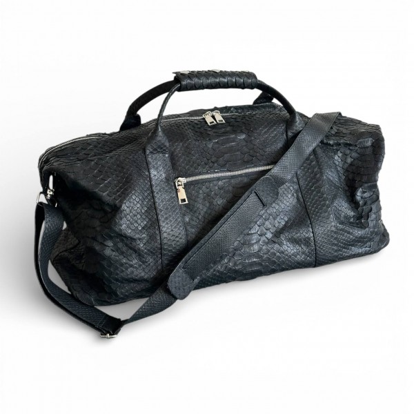 Дорожня (спортивна) сумка зі шкіри пітона Leonardo (black)