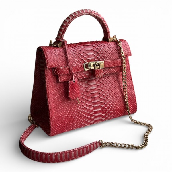​Сумка из кожи питона 25 см (red and white)